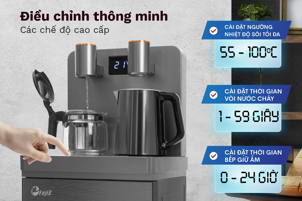 Cây Nước Nóng Lạnh Kết Hợp Bàn Pha Trà, Cafe Fujie TBH1332E- HÀNG CHÍNH HÃNG