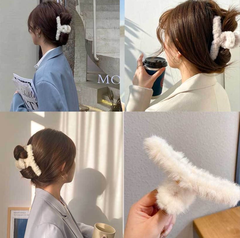 Combo 2 Kẹp tóc càng cua cỡ lớn Hàn Quốc lông mịn xịn sò ( tặng kèm 10 cột tóc cho bé giao mẫu ngẫu nhiên như hình )