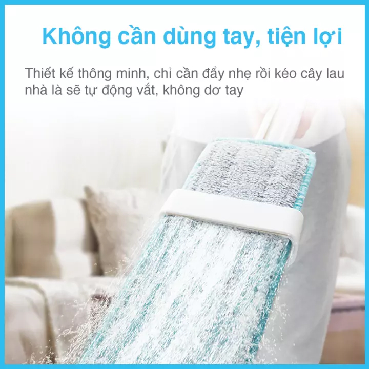 Combo 3 Bông Lau + 1 Cây Lau Nhà MyJae Đài Loan Sợi Microfiber Tự Vắt Kháng Khuẩn Ag+ 120cm