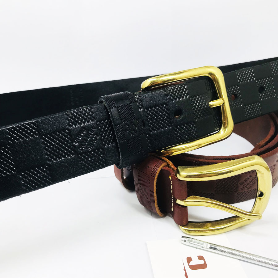 Thắt lưng nam da bò thật nguyên tấm họa tiết cao cấp, bản 4cm mẫu họa tiết GC01