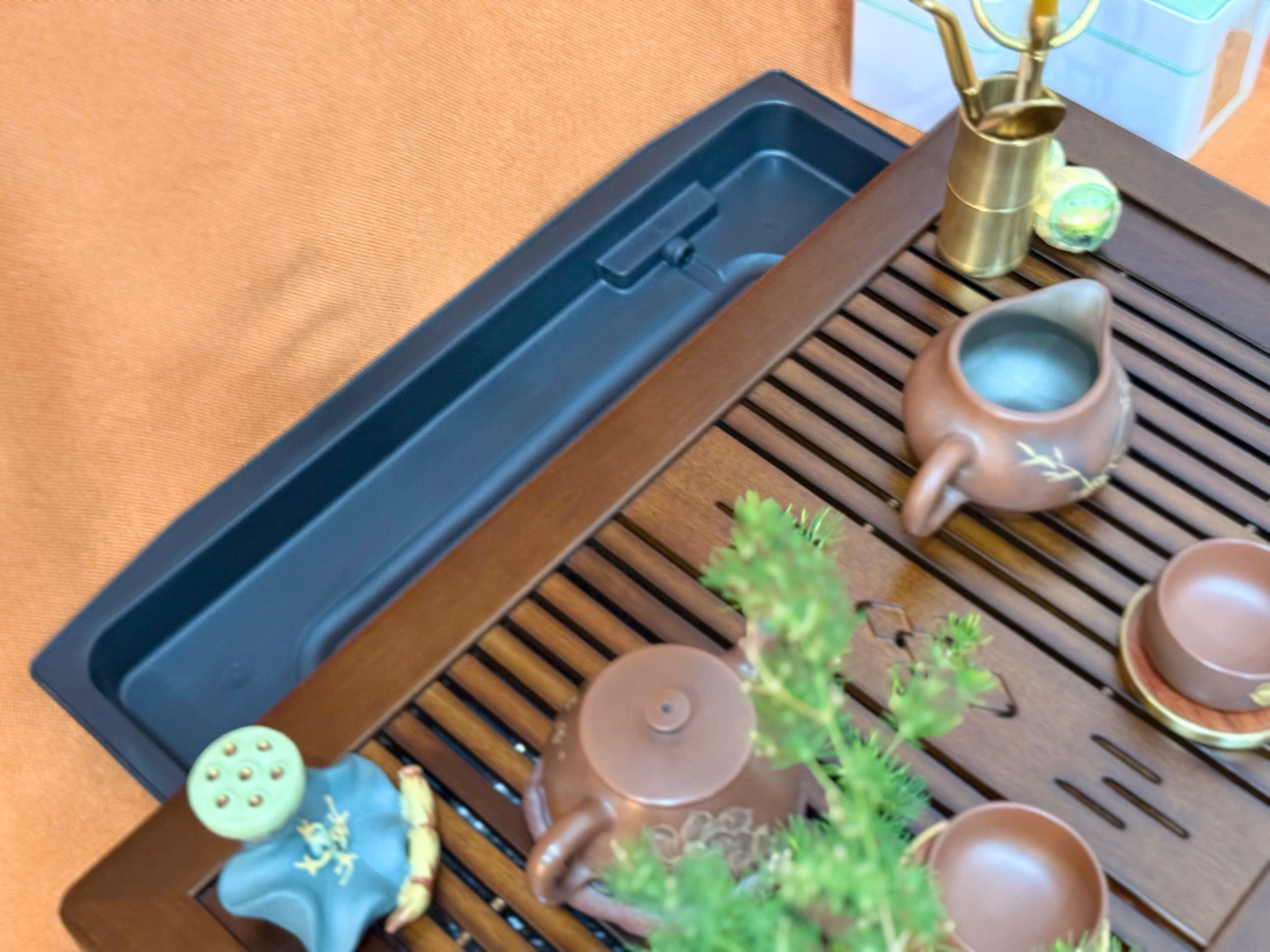 KHAY TRÀ GỖ MUN TỰ NHIÊN - CÓ BỆ ĐỰNG & ỐNG DẪN NƯỚC - 57X35X6CM - ĐỘ BỀN CAO