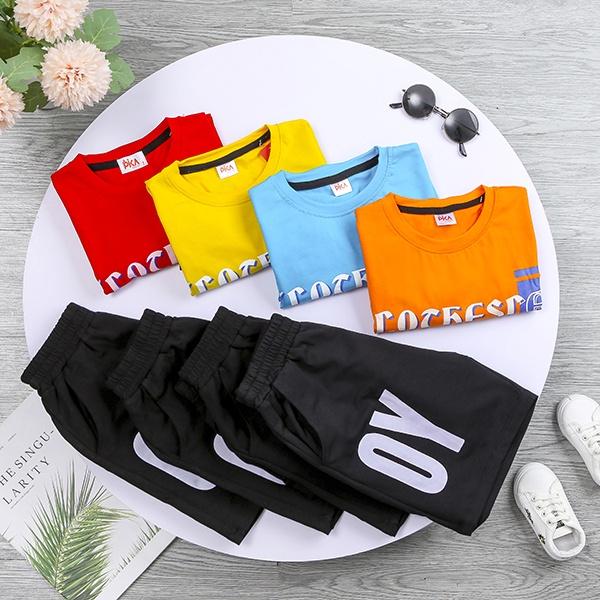 Bộ cộc tay bé trai - Pika kids chất liệu cotton mềm mịn bộ quần áo trẻ em