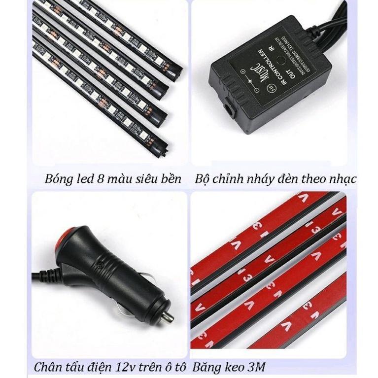 Bộ Đèn Led Gầm Ghế Nháy Theo Nhạc 12 mắt