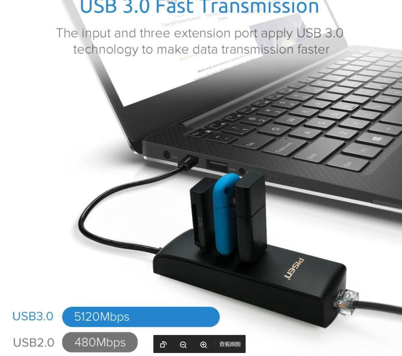 Bộ chuyển đổi Pisen USB - C TS-E116 ( Chuyển Type C sang 3 x USB 3.0vaf 1 x LAN 1Gb _ màu ngẫu nhiên _ Hàng chính hãng