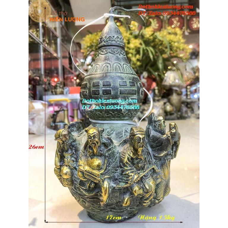 Hồ Lô Bát Tiên Màu Xanh Giả Cổ Bằng Đồng Nguyên Chất Các Cỡ - Nguồn Sinh Khí Vô Tận Cho Gia Chủ