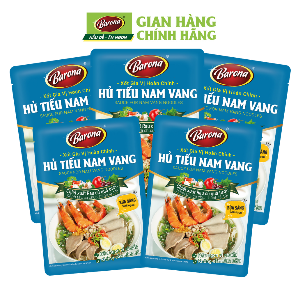 Combo 5 gói Gia Vị Hủ Tiếu Nam Vang Barona 80g ướp ngon chuẩn vị không cần nêm nếm