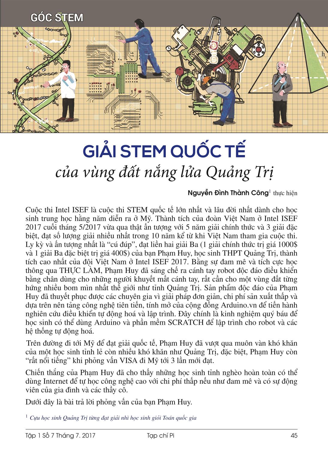 Tạp chí Pi- Hội Toán học Việt Nam số 7/tháng 7 năm 2017