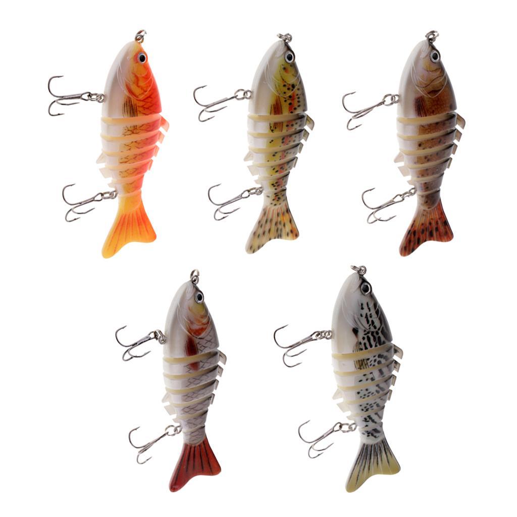 Multi Sections 7 Segments Fishing Lure Treble Hook 3D Eyes Hard Baits