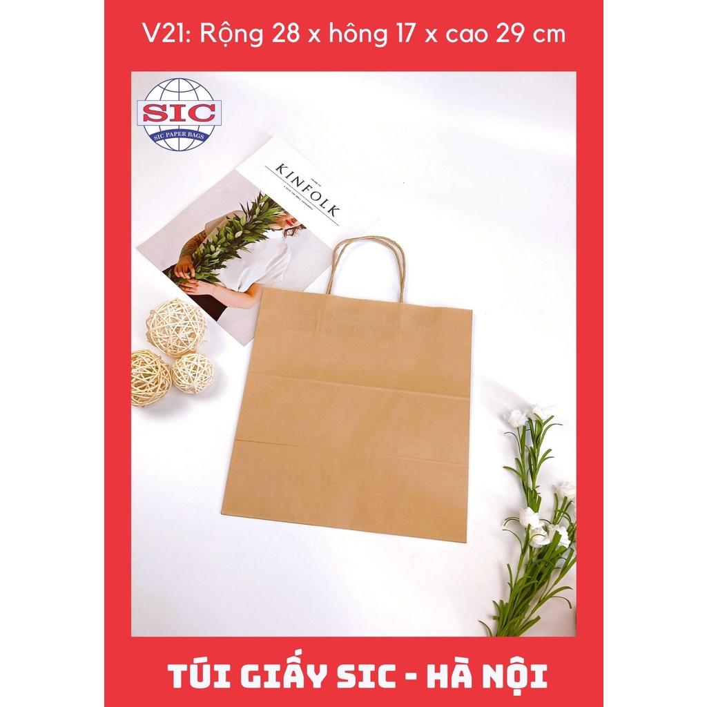 100 CHIẾC TÚI GIẤY KRAFT V21: 28x17x29cm CÓ QUAI