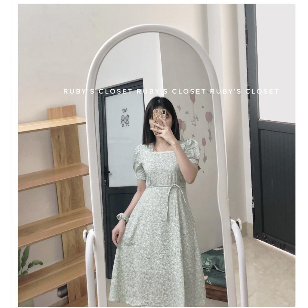 Đầm vintage hoa nhí - Váy hoa nhí vintage tiểu thư cổ ren kèm chun