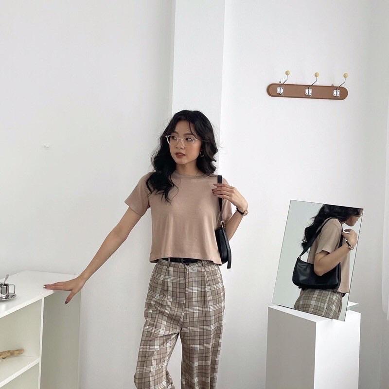 Quần vải thiết kế kẻ be