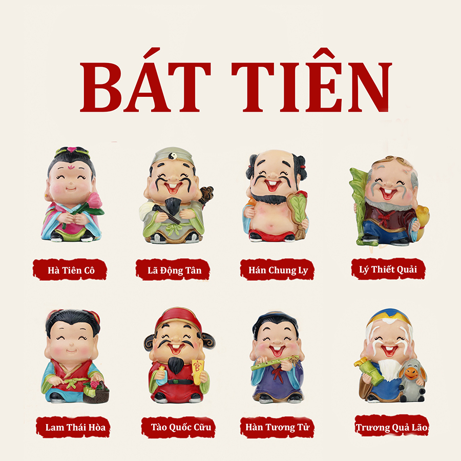 Bộ 8 tượng chibi Bát Tiên 6cm - không kèm đế