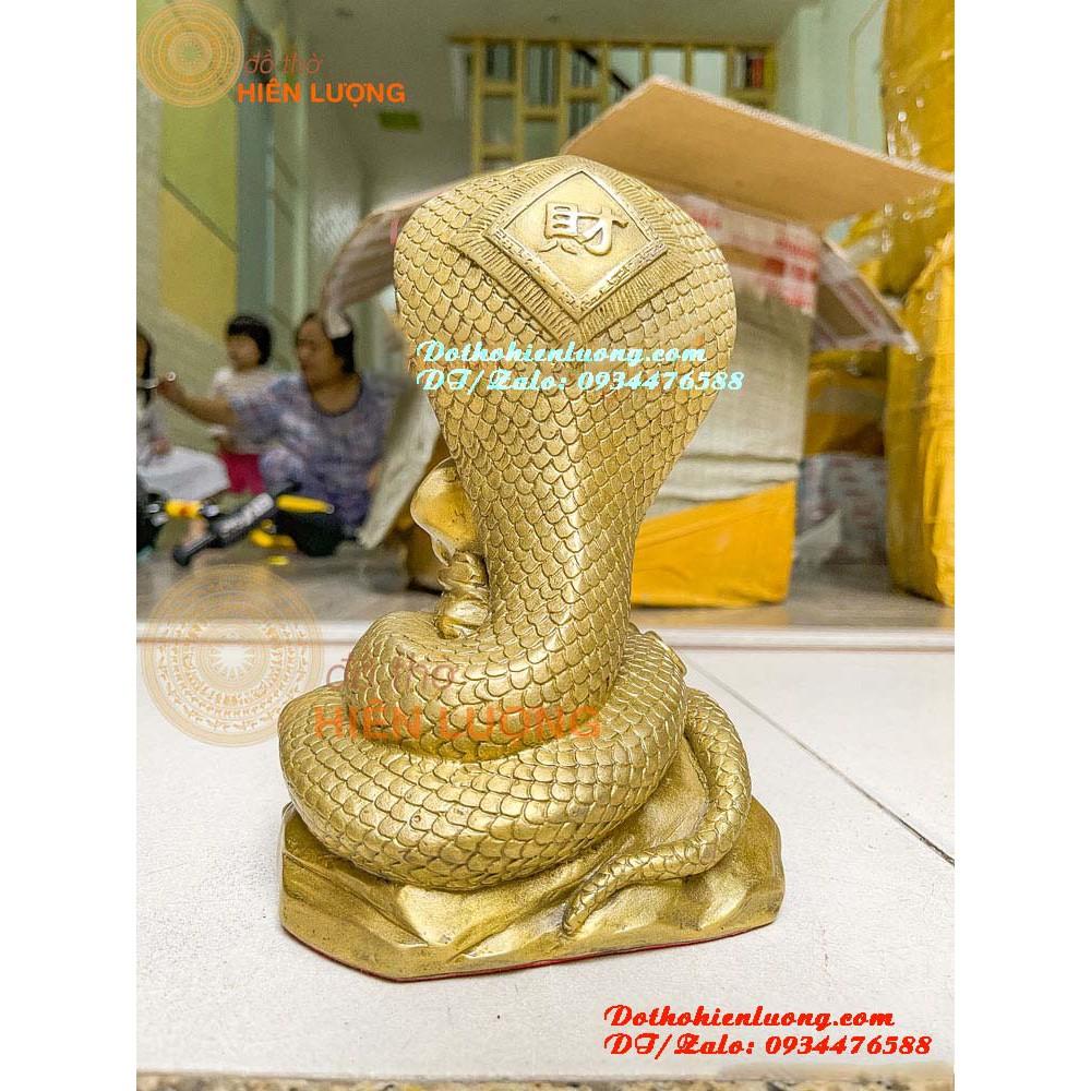 Tượng Rắn Vàng Cuốn Mây Bằng Đồng Thau Nguyên Chất Cao 22cm Đẹp Tinh Xảo