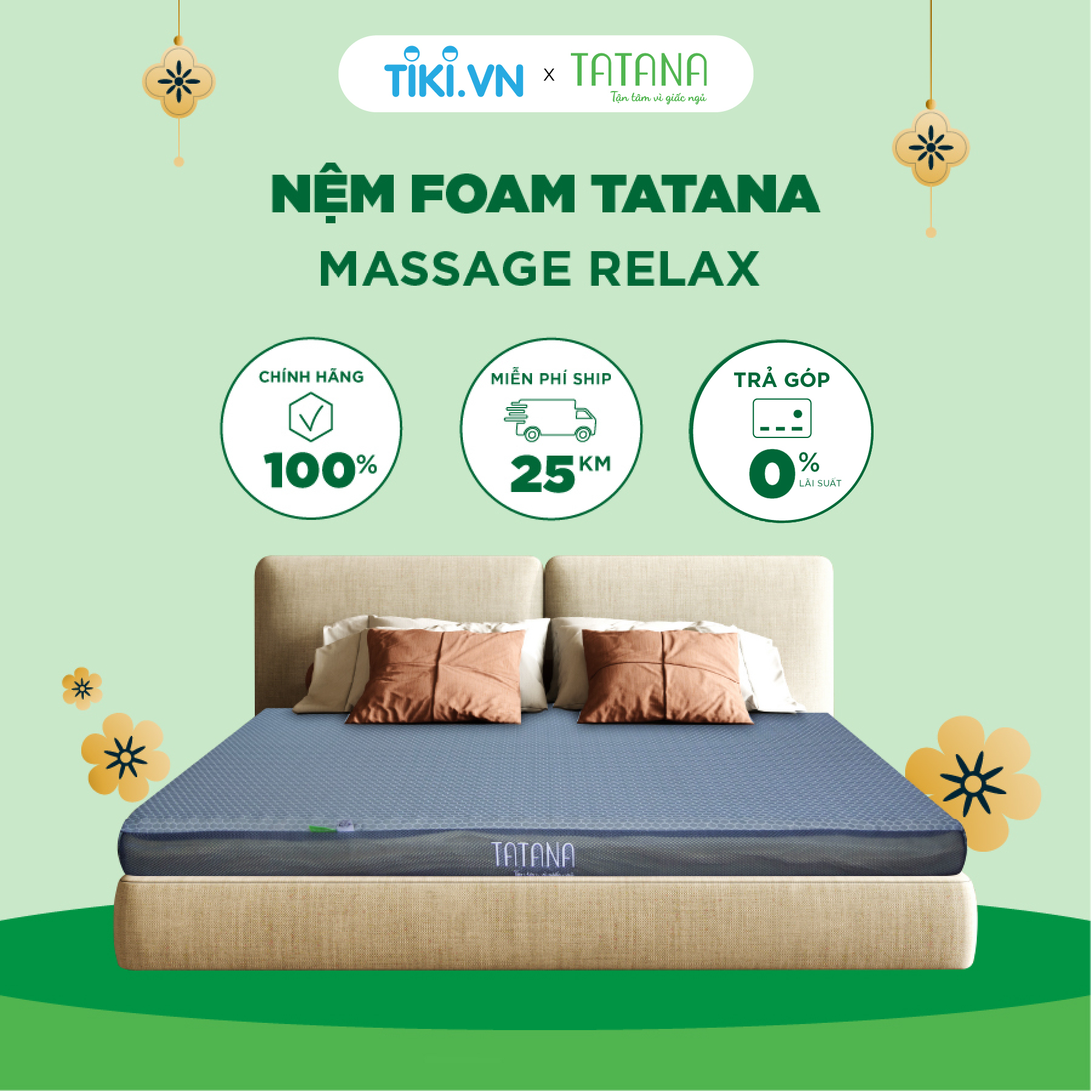 Nệm Foam Thư Giản Tatana Massage Relax, nâng đỡ, thoái khí (dày 10cm)