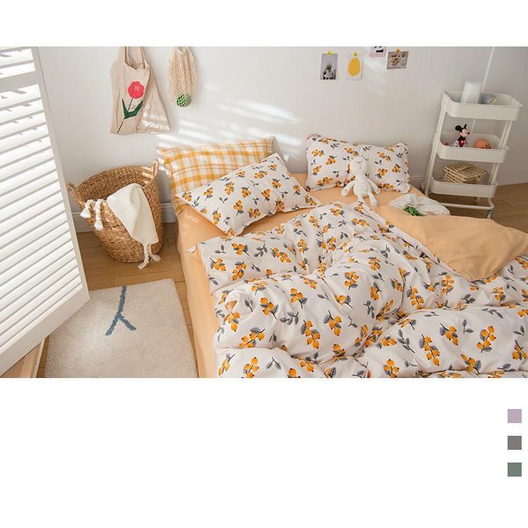 Bộ chăn ga Cotton họa tiết quả bàng lạ mắt - Hàng nhập khẩu