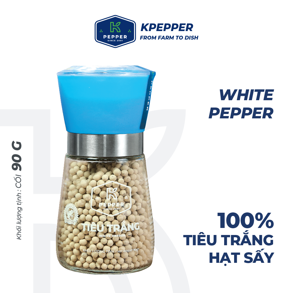 Tiêu trắng K-Pepper 90g kèm cối xay tiêu cầm tay