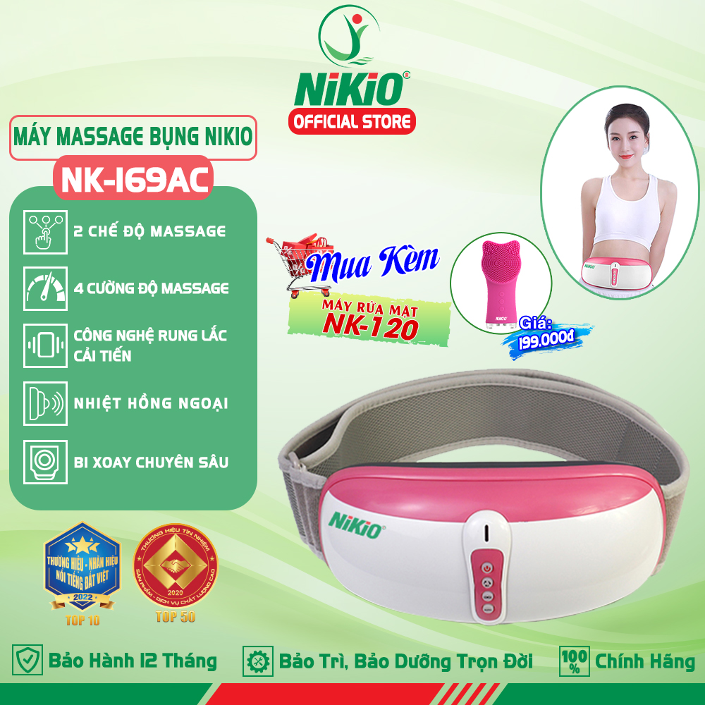 Đai Máy Massage Bụng Nikio NK-169AC - Công Nghệ Rung Lắc Kết Hợp Bi Độ Xoay 360 Dây Ấn Thế Hệ Mới, Mát Xa Thư Giãn, Làm Săn Chắc Cơ Bụng Nhanh - Vỏ Nhựa Bền Bĩ