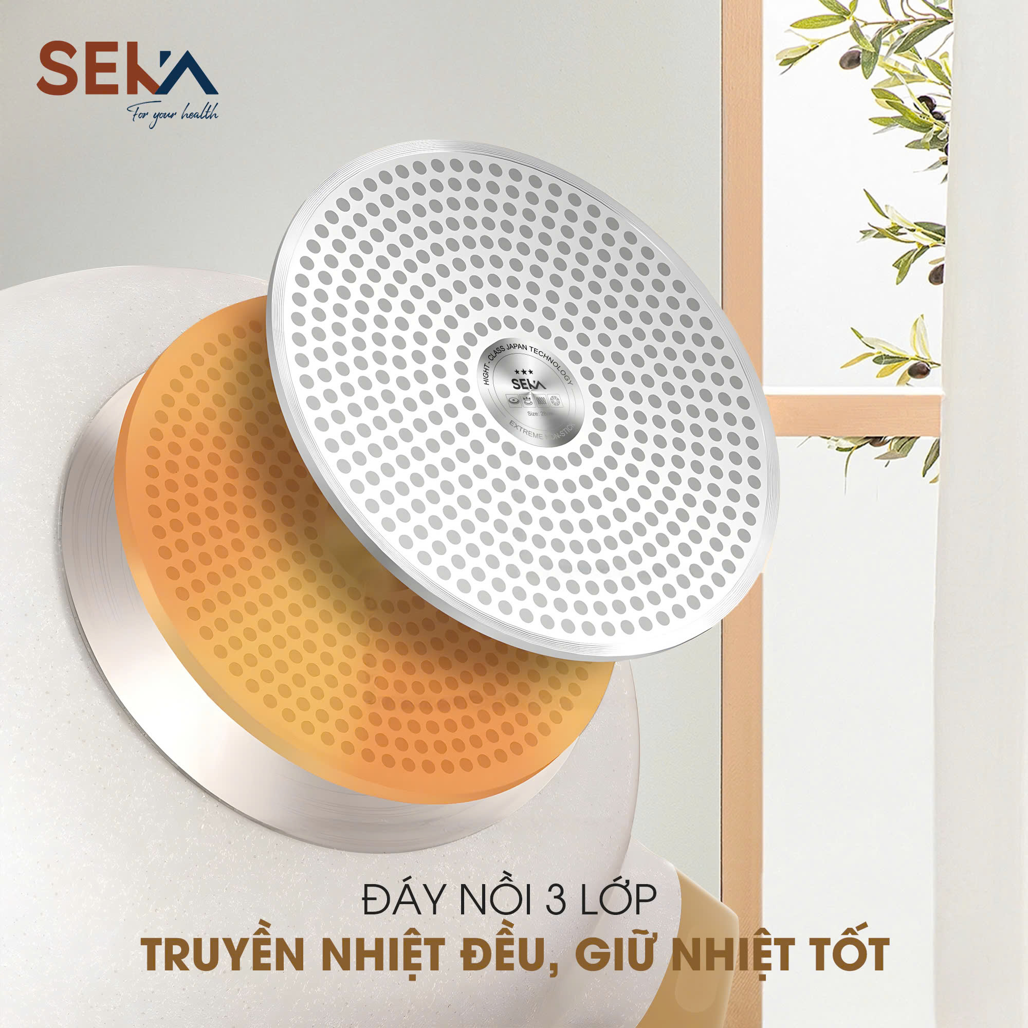 Nồi lẩu 2 ngăn nhôm đúc nguyên khối Seka 28cm- dùng được trên mọi loại bếp