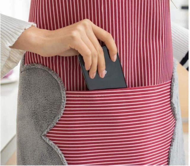 Tạp dề kẻ chống thấm nước, tạp dề kẻ có chỗ lau tay hai bên