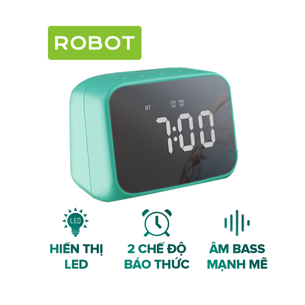 Loa Bluetooth ROBOT RB170 Kết nối phát nhạc Bluetooth và TF Card Báo thức 2 chế độ Công suất 5W Màn hình hiển thị đồng hồ Bluetooth 5.3 - HÀNG CHÍNH HÃNG