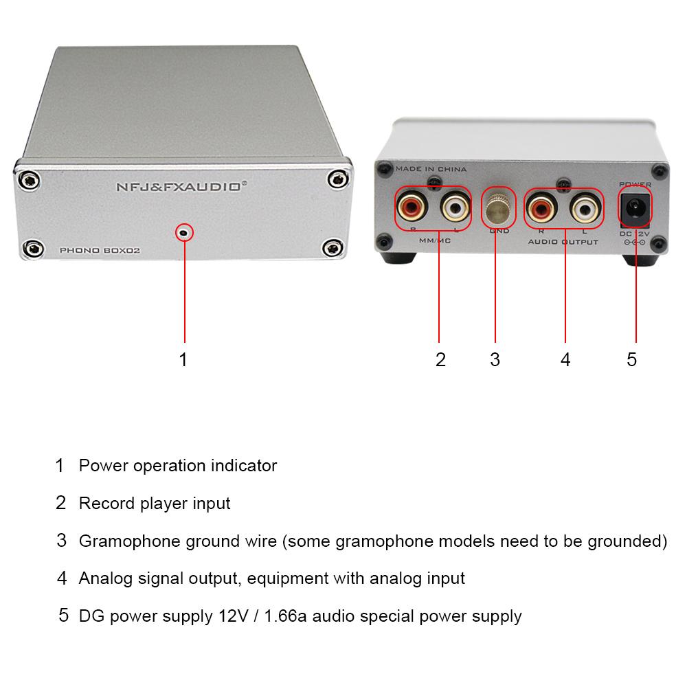 FX-AUDIO BOX-02 Hi-Fi Mini MM&MC Audio Amplifier for Record Player Home Cinema