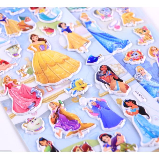 Sticker 3D Công chúa Disney hình dán trang trí nổi cho bé