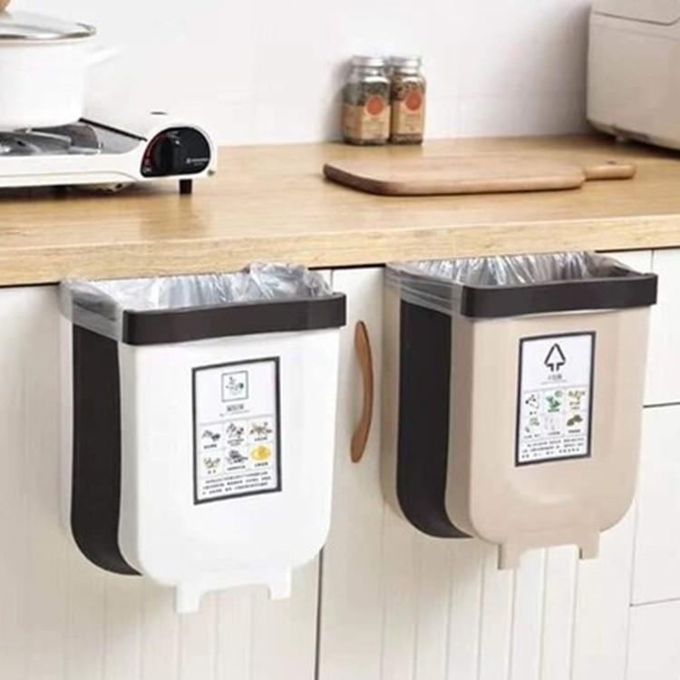 Thùng rác gấp gọn thông minh treo cửa tủ nhà bếp, thùng rác gấp gọn cài cánh cửa tiện lợi sang trọng