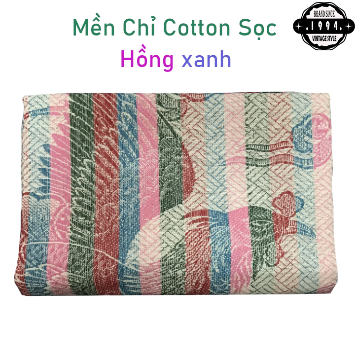 Mền chỉ cotton Long Phụng sọc hồng xanh 1m6 x 2m / 750g - 800g