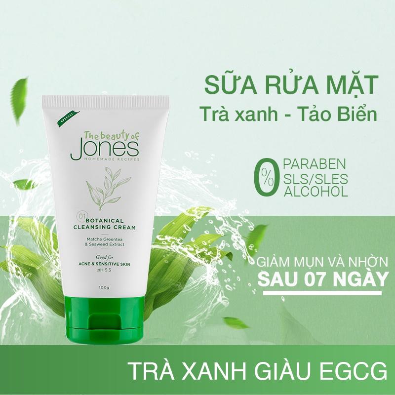 Sữa rửa mặt da mụn nhạy cảm từ trà xanh tảo biển The Beauty of Jones