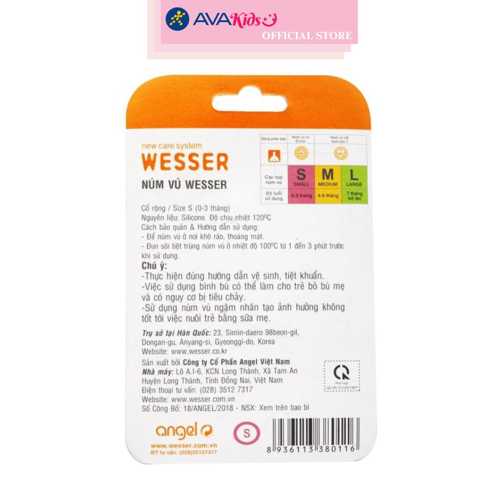 Bộ 2 núm ti Wesser cổ rộng size S (0 - 3 tháng)
