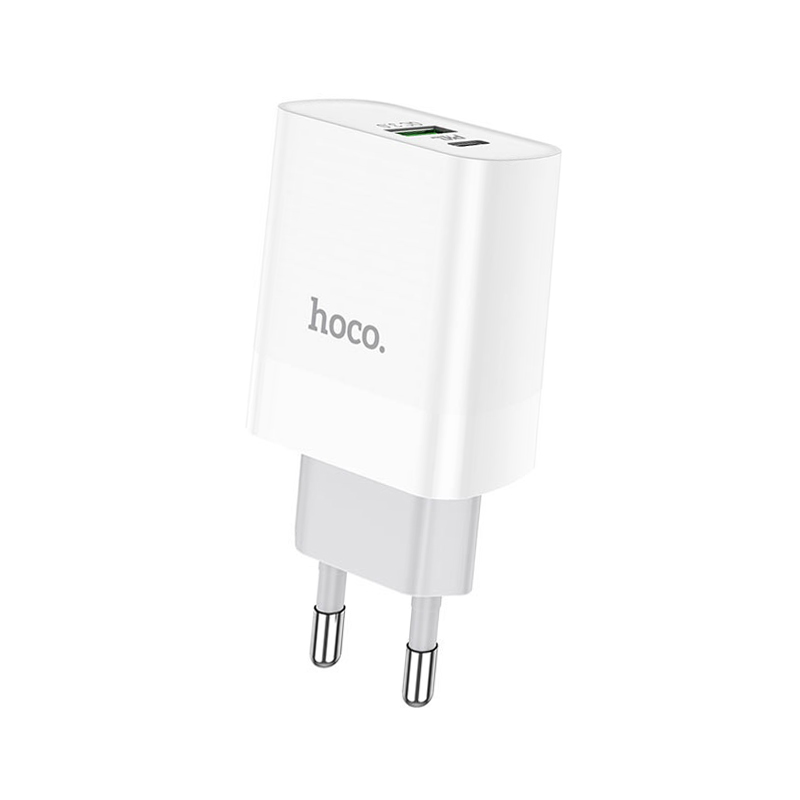 Củ sạc chân tròn Hoco C80A sạc nhanh PD20W thiết kế tiện lợi với cổng Type-C và Usb cho điện thoại - Hàng chính hãng