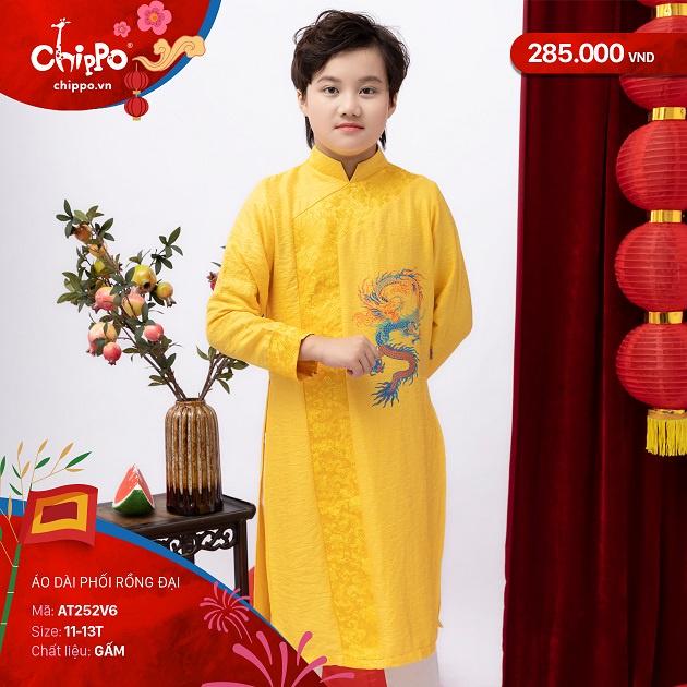 Áo dài bé trai Tết Chippo dáng cách tân mẫu mới 2023 cho bé trai 11 12 13 Tuổi từ 35-50kg Quần áo trẻ em