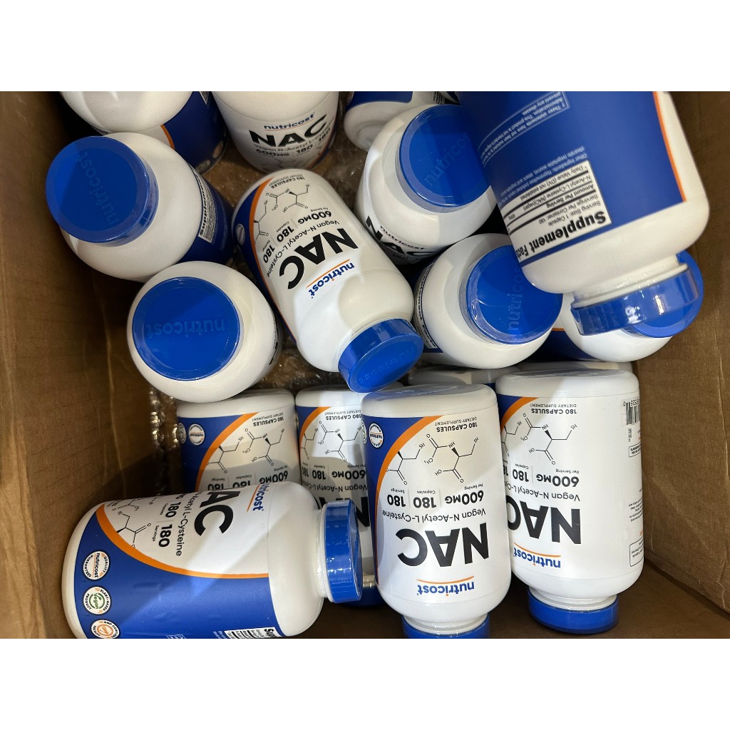 Viên Uống Nutricost NAC 600mg (180 viên), Bảo Vệ Gan, Giải Độc Gan, Giúp Mát Gan