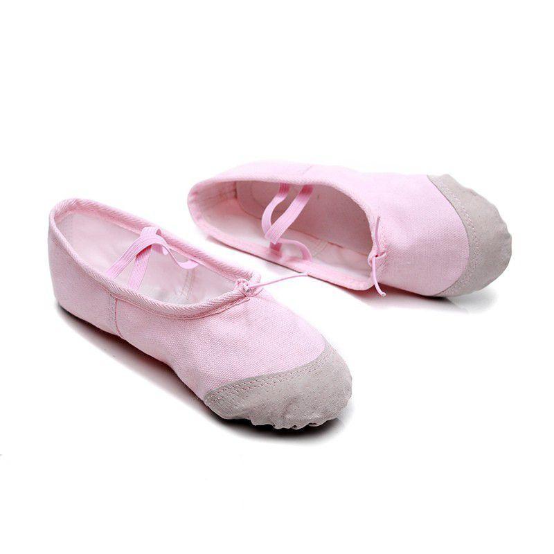 Giày múa ballet vải canvas, mũi bọc da cho TRẺ EM (Size 25-34)