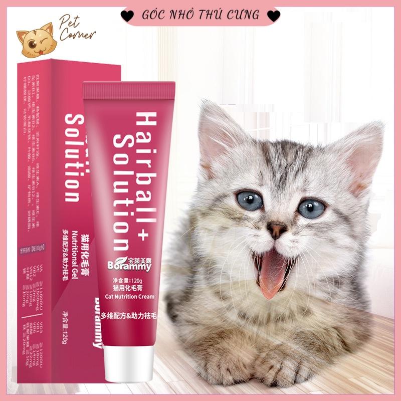 Gel dinh dưỡng cho mèo Borammy Hairball Solution giúp tiêu búi lông, dưỡng lông mềm mượt 120g