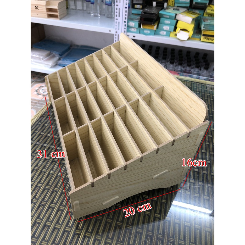 Khay gỗ để đồ 24 ngăn kích thước 22x20x16cm