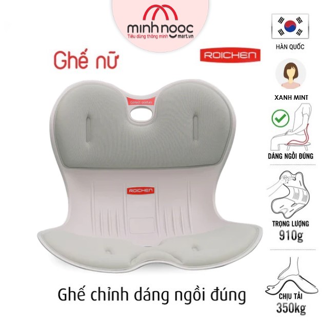 Ghế Roichen - Chính Hãng Ghế Chỉnh Dáng Ngồi Đúng Roichen - Hàn Quốc Made In Korea. Dùng Cho Nam, Nữ, Trẻ Em. - Nữxanh Mint