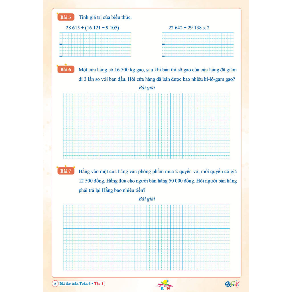 Sách - Bài Tập Tuần Toán 4 - Tập 1 - Có mã QR Video bài giảng