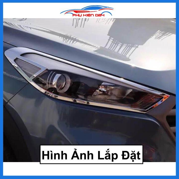 Ốp viền đèn pha hậu mạ crom Tucson 2016-2017-2018-2019-2020-2021 chống trầy trang trí bảo vệ xe