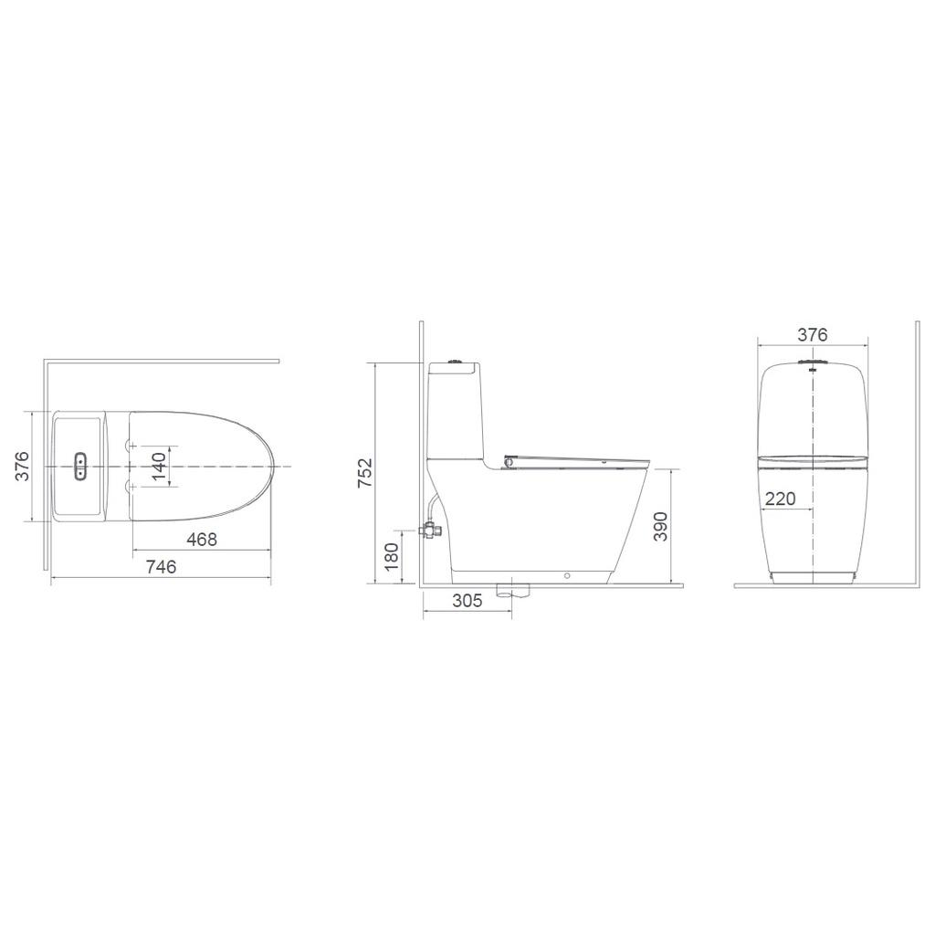 Bồn cầu INAX ACT 832VN 2 khối xả nhấn nắp êm thiết kế vành kín Rimless - Vật liệu xây dựng Big H