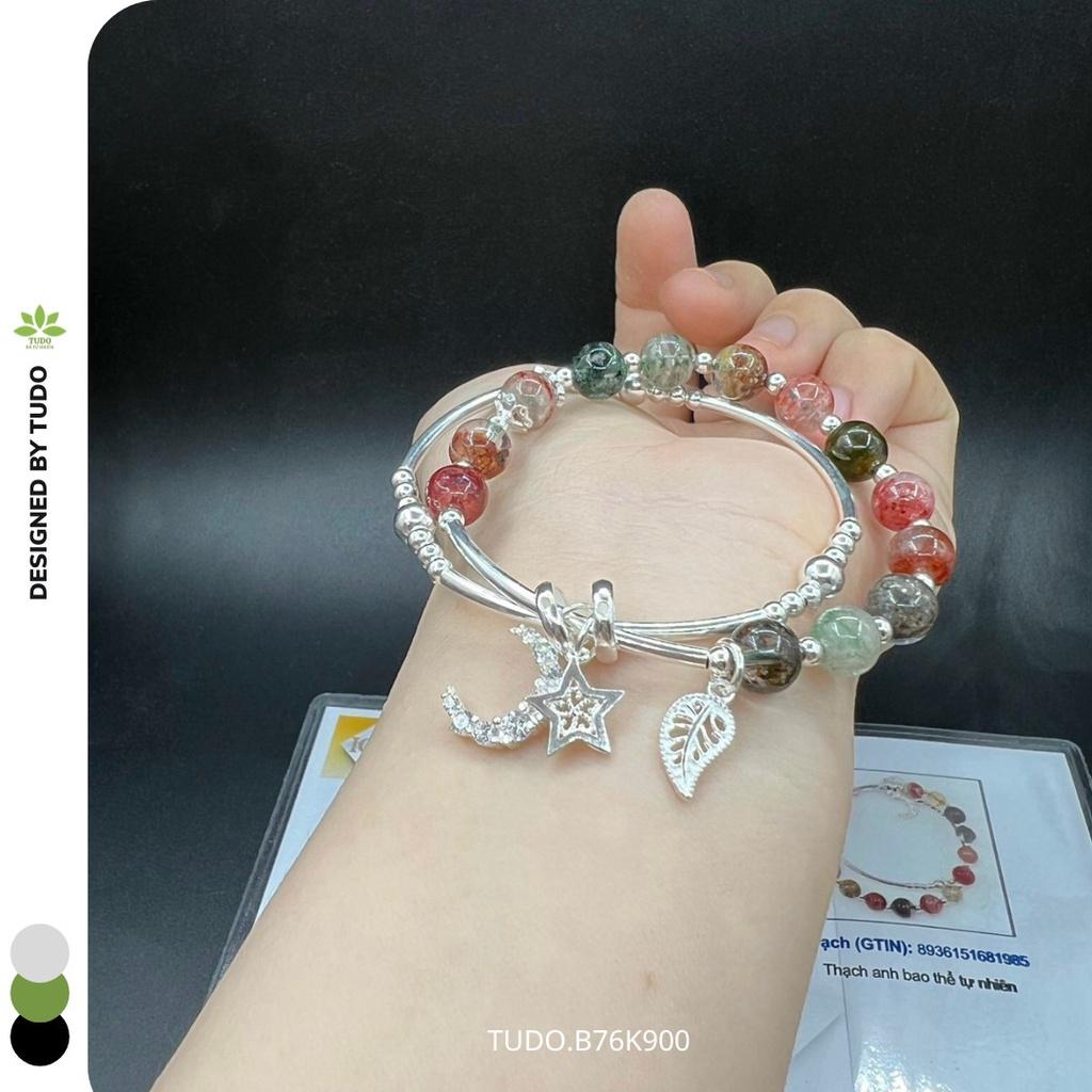 Vòng Tay Nữ Đẹp - Vòng Phong Thủy Đa Mệnh TUDO VCBTAUL AG925 B76K900 Charm Trăng, Sao, Lá
