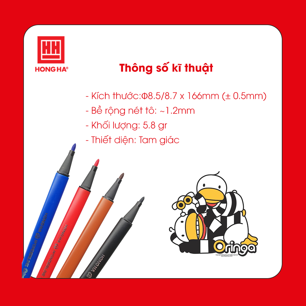 Bút lông màu Oringa 12 màu Hồng Hà - 8110