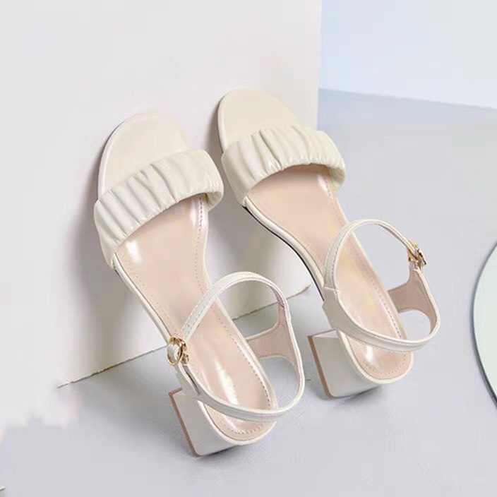 Giày Sandal Cao Gót 5p Phối Xếp Ly Xinh Xắn Mã S58