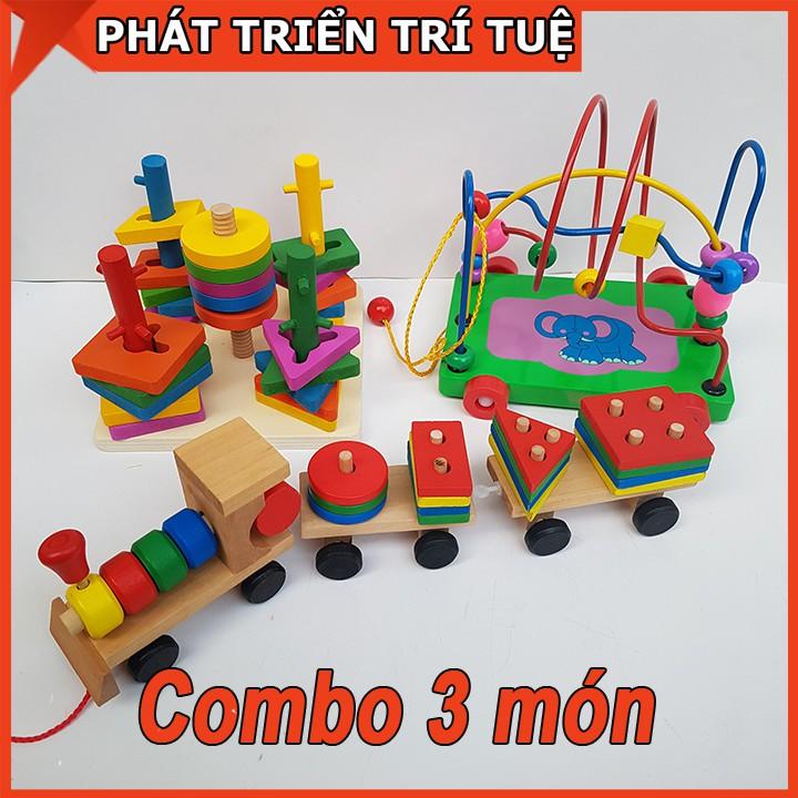 Combo Đồ Chơi Gỗ Phát Triển Trí Tuệ Cho Bé Vừa Chơi Vừa Học