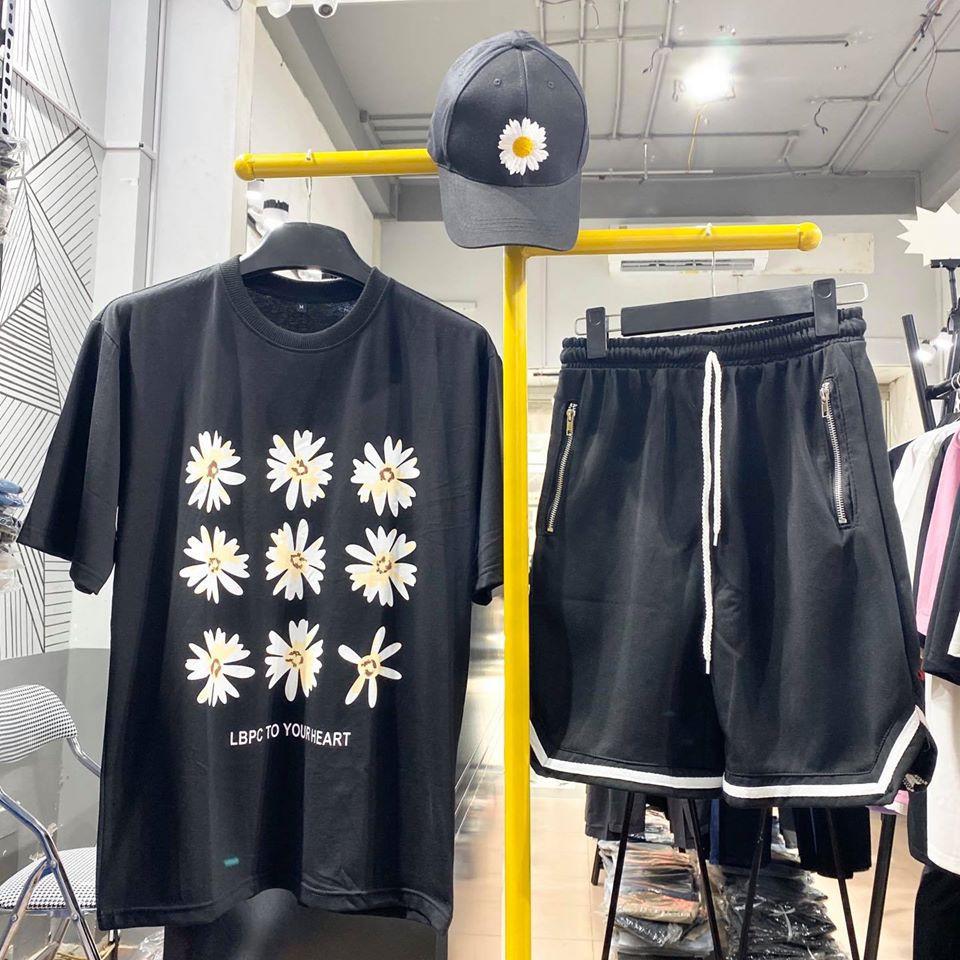 Áo phông tay lỡ unisex áo thun nam nữ form rộng Hoa cúc 9