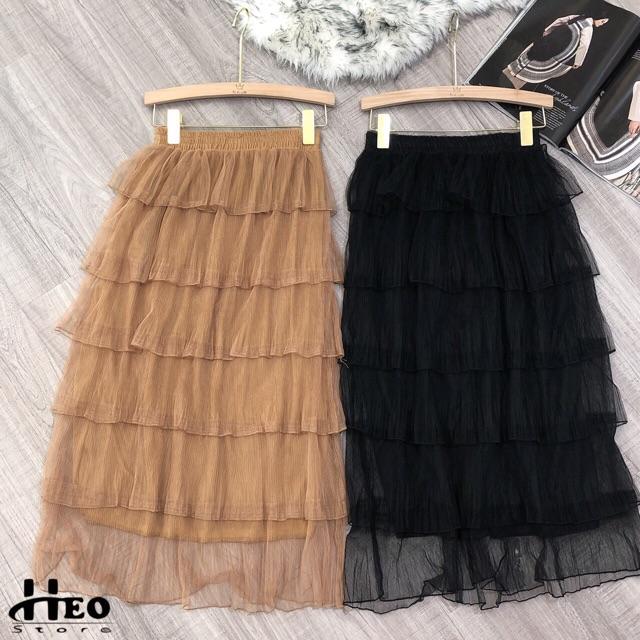 Chân váy lưới dài nhiều tầng, Chân váy dáng dài maxi cạp chun CV1710 - NhiNhi Shop
