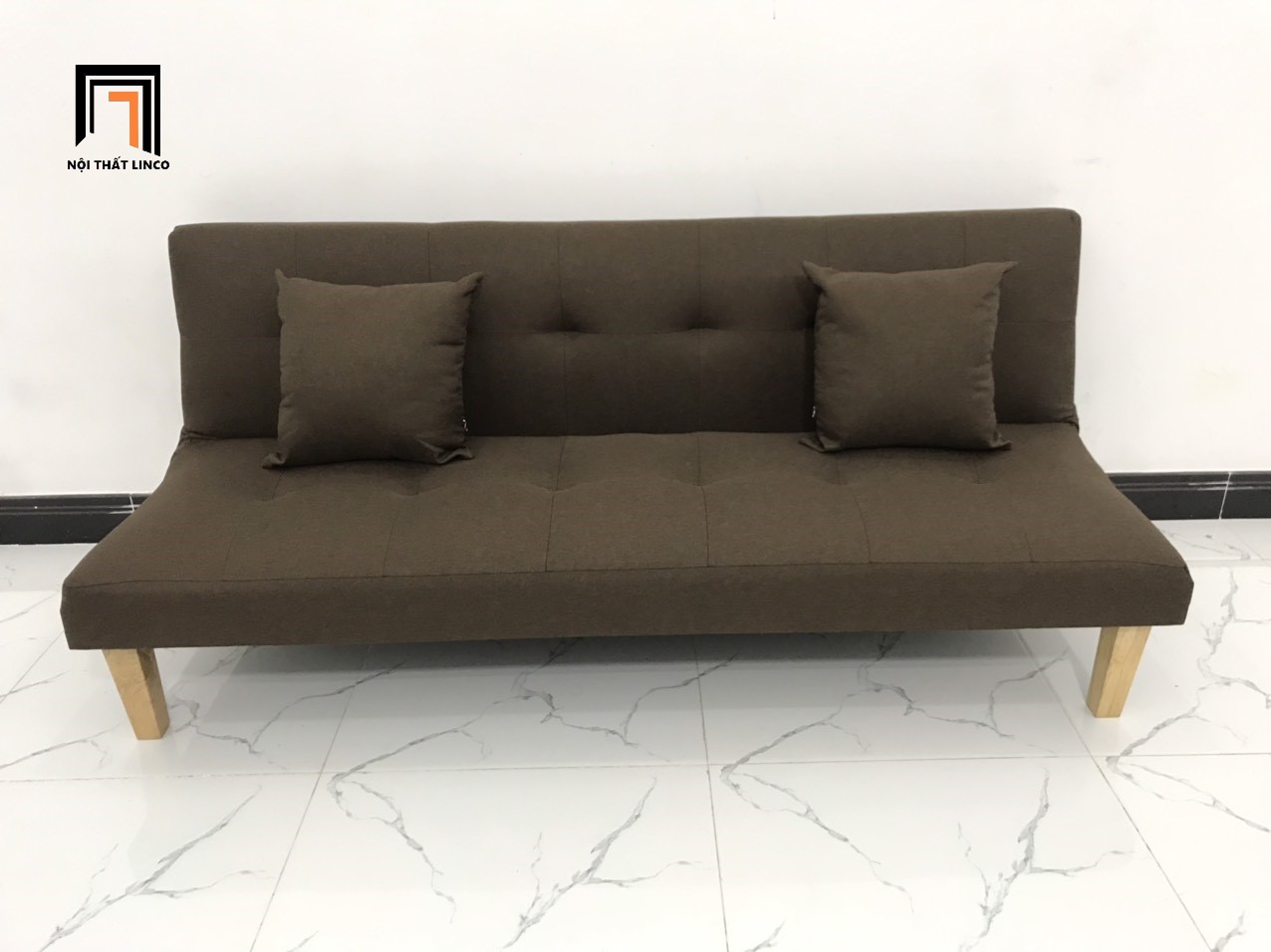 Ghế sofa giường nhỏ gọn nhiều kích cỡ màu nâu đậm