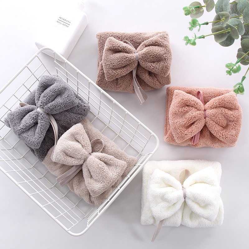 Khăn Lau Bát Treo Nhà Bếp Siêu Thấm Hút Hình Nơ Dễ Thương Khăn lau tay hình dễ thương tiện ích cho nhà bếp