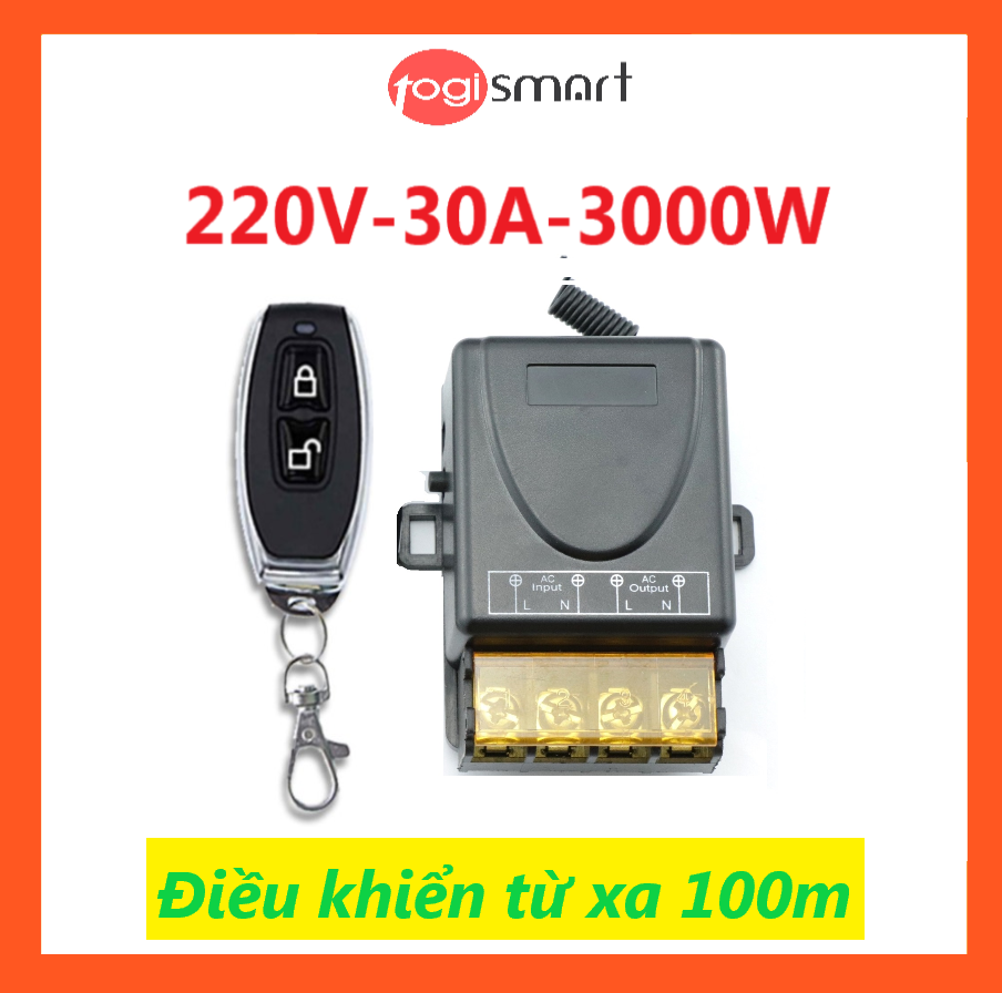 Bộ điều khiển từ xa bật/tắt động cơ máy bơm, thiết bị điện...công suất cao 100m/3000W/220V Togismart DK100 - HÀNG CHÍNH HÃNG