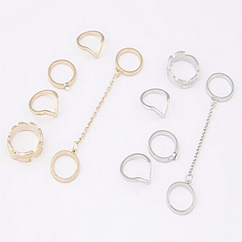 Bộ nhẫn kiểu mạ vàng mạ bạc có đính đá đầy độc đáo